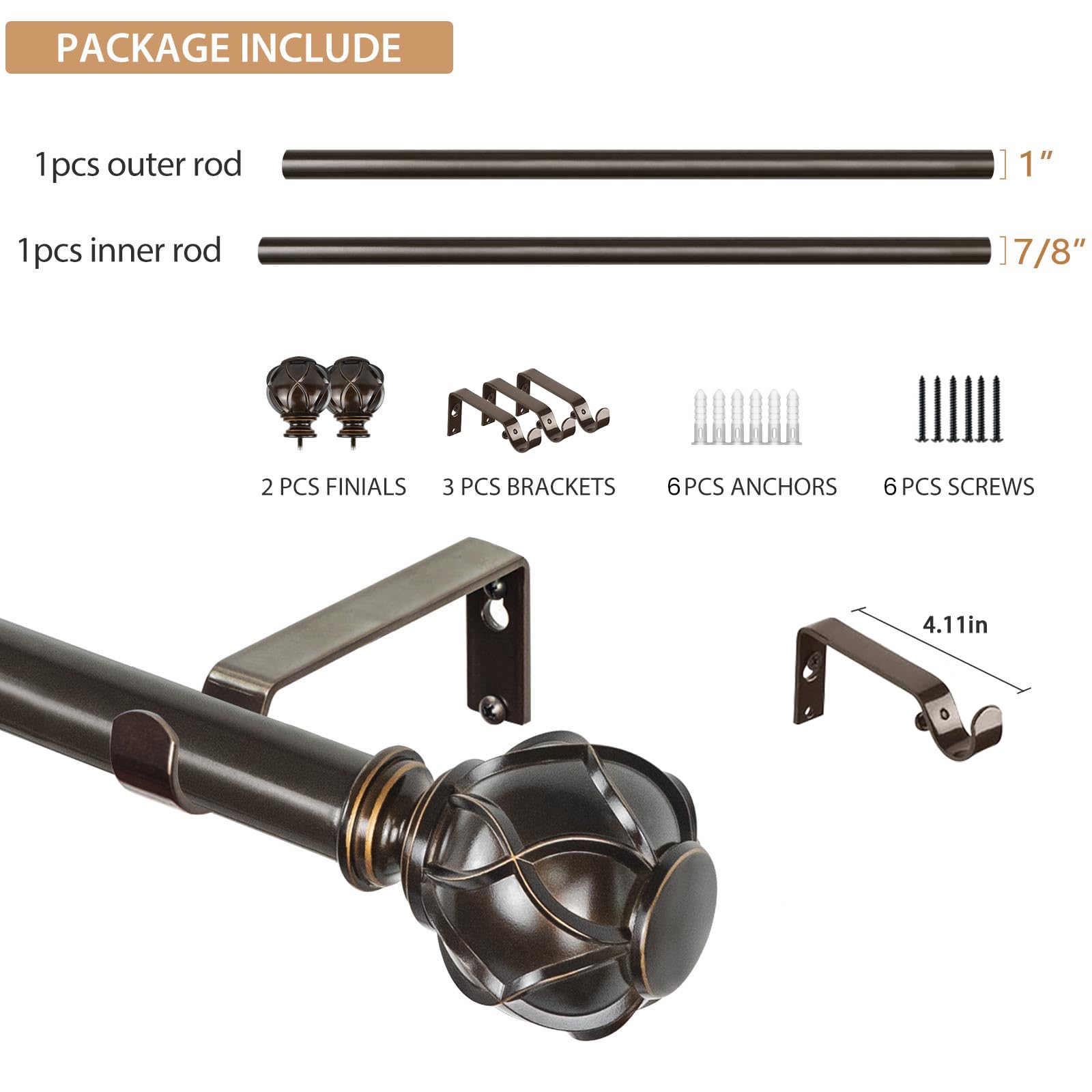 KAMANINA compatible with grommet curtains and clips