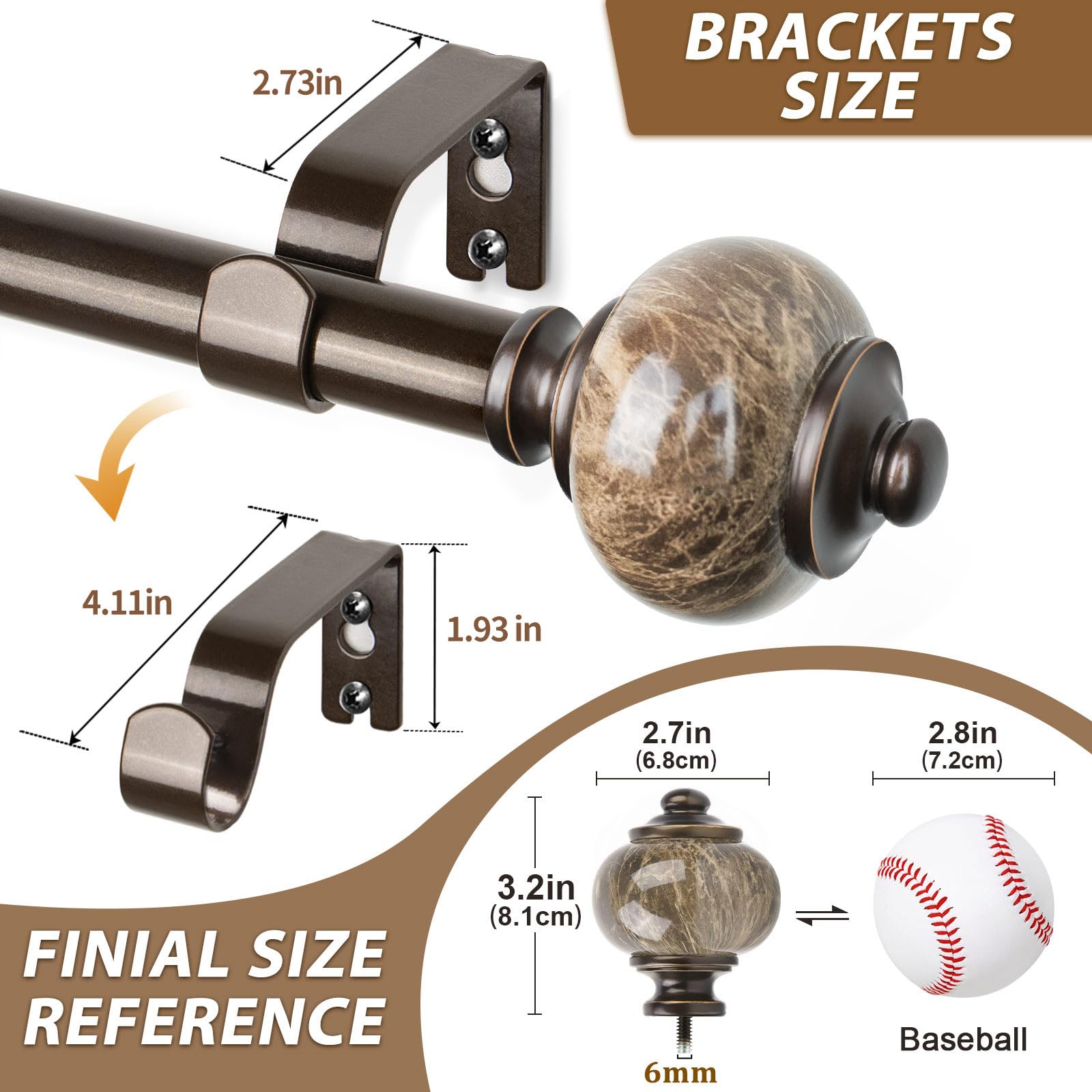 KAMANINA rod thickness 0.6mm supports curtains up to 22 lbs