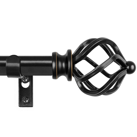 KAMANINA black curtain rod assembly highlights easy setup and a clean finish.