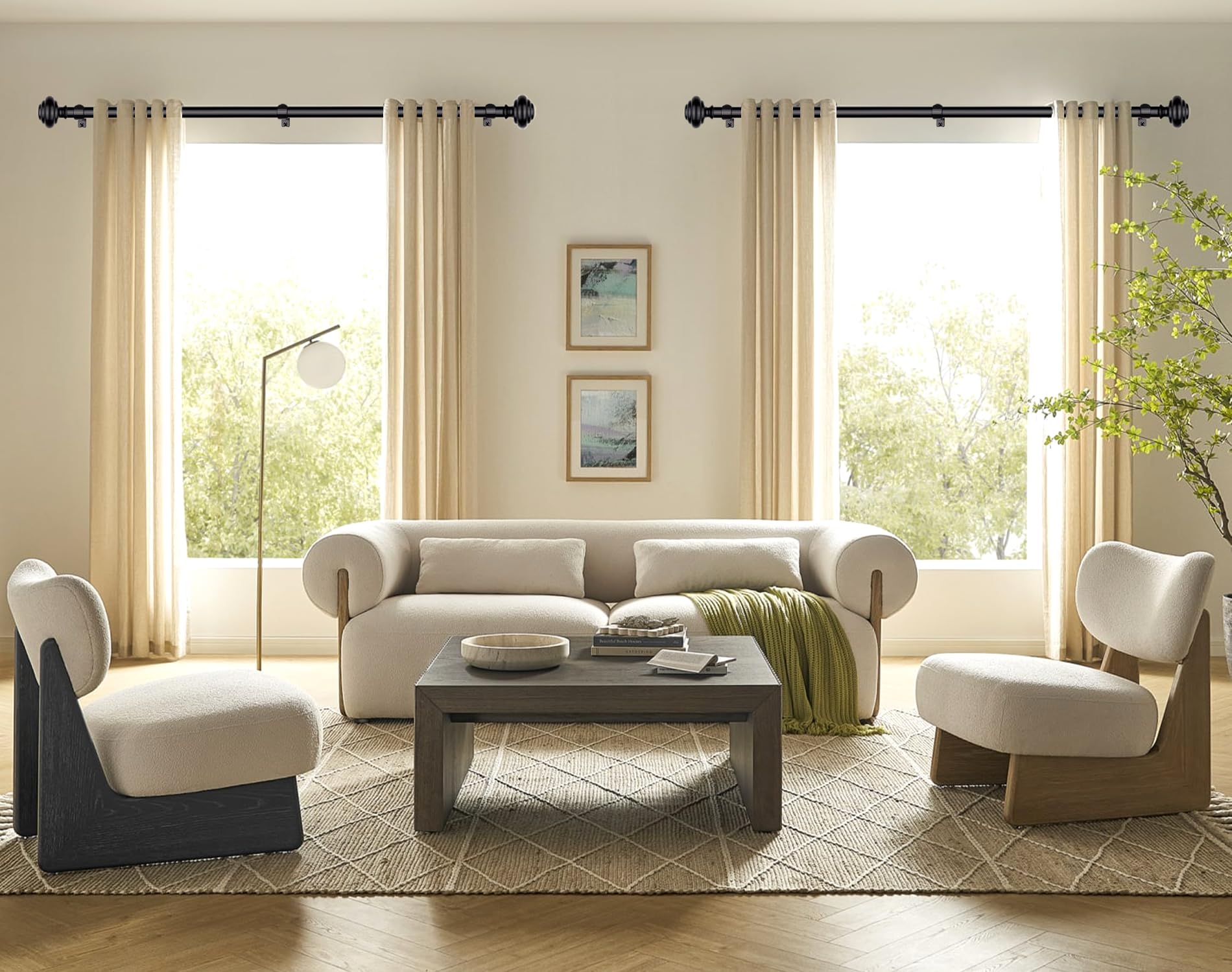 KAMANINA compatible with grommet, tab-top, and back-tab curtains