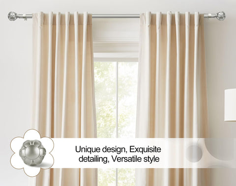 KAMANINA telescoping curtain rod enables quick length adjustment for fit.