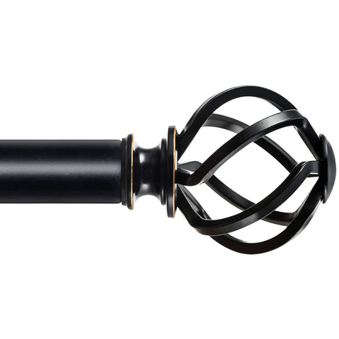 KAMANINA curtain rod with twisted cage ends enhances room style.