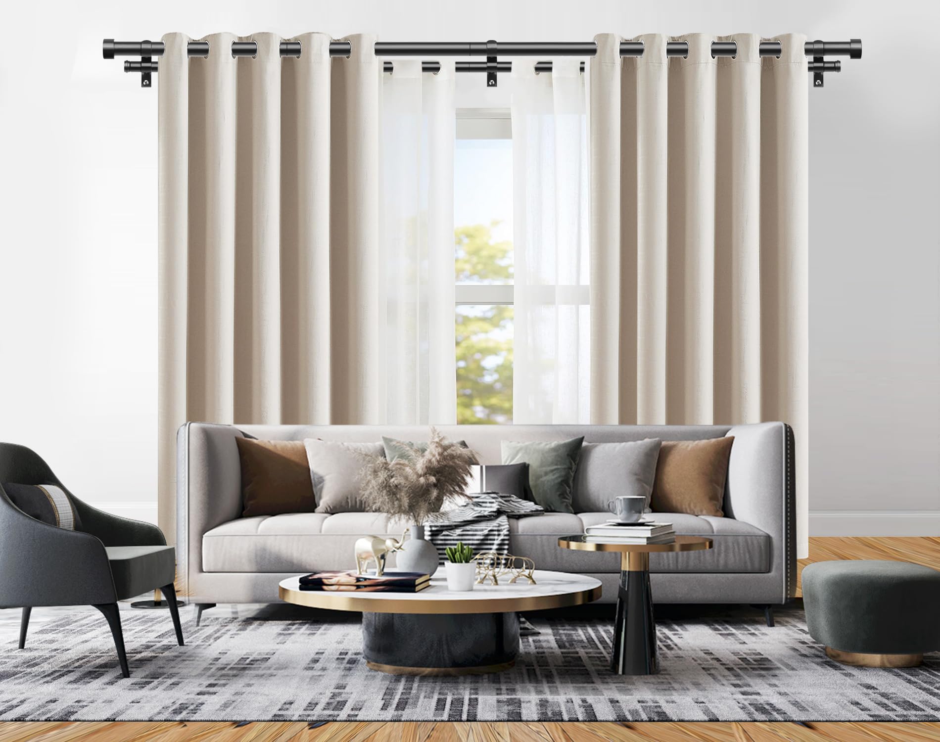 KAMANINA double curtain rod back rod compact for versatile drapery setup.