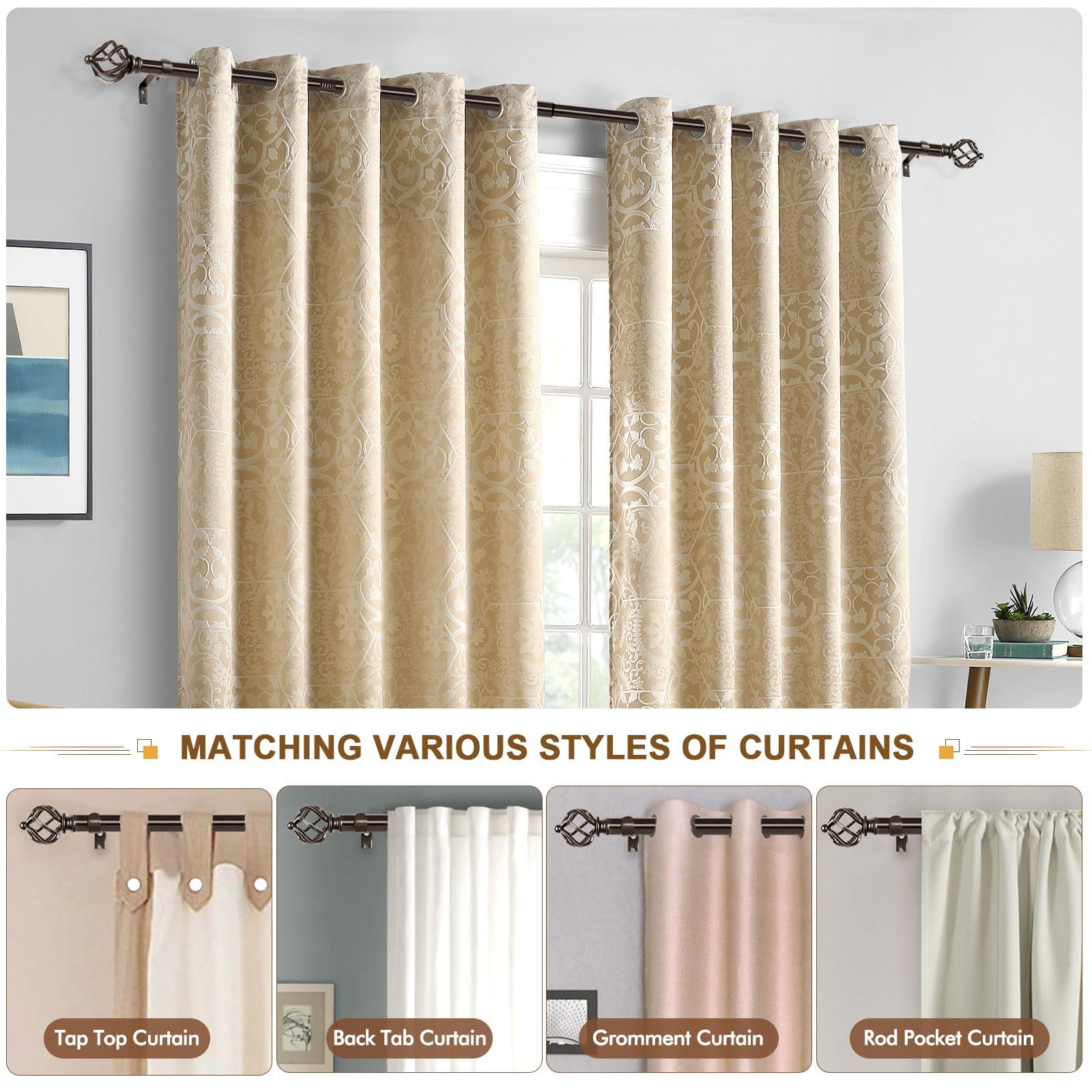 KAMANINA extended length up to 115 inches fits large windows.
