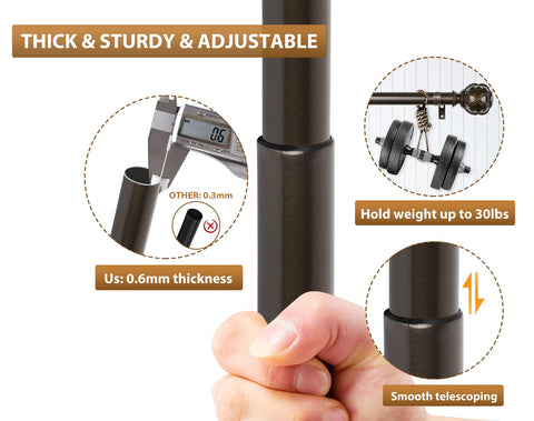 KAMANINA front rod diameter of one inch supports steady drape hanging.
