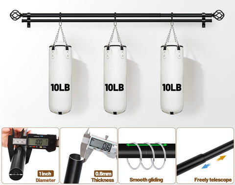 Heavy-duty metal construction for durable, long-lasting curtain support.
