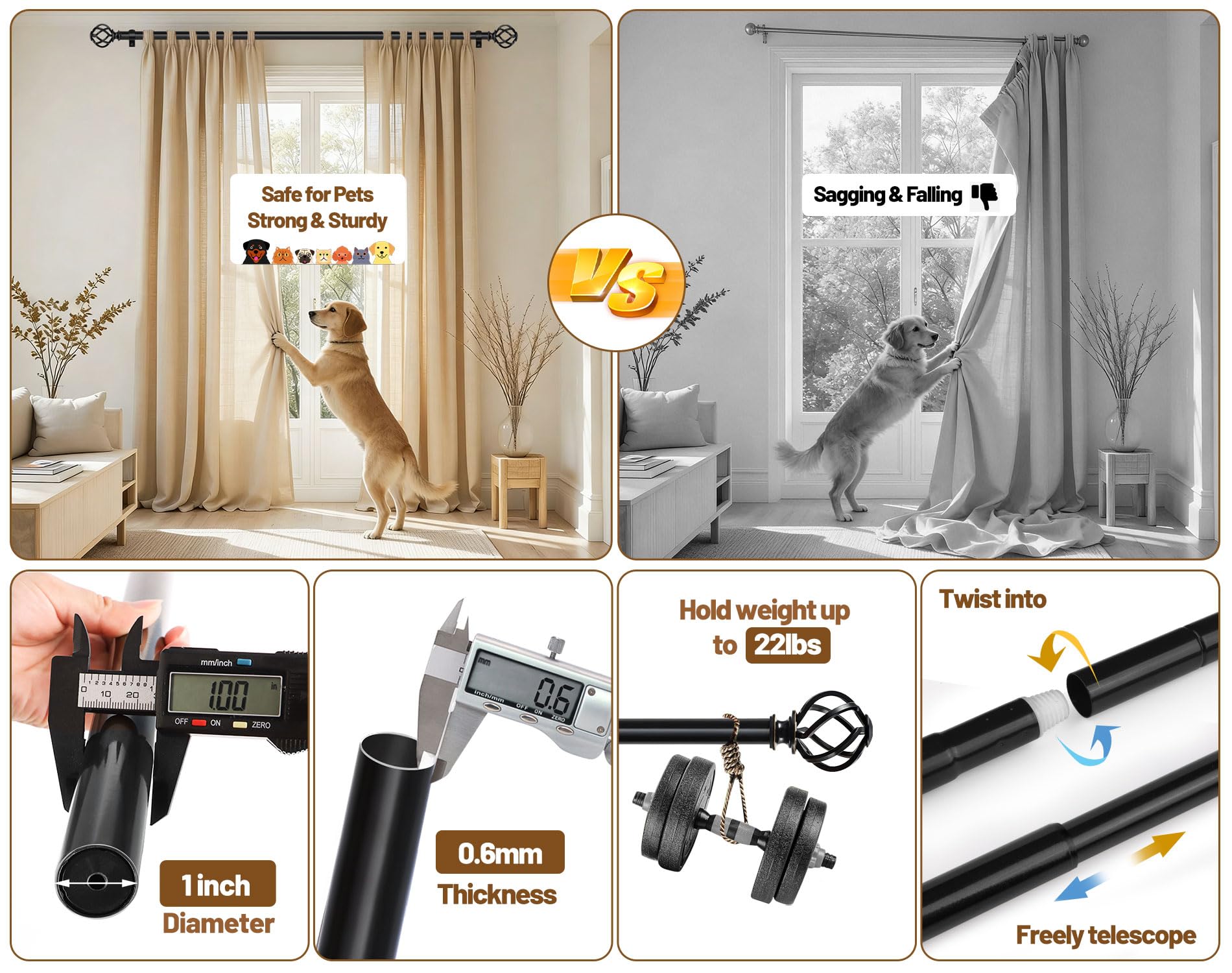 KAMANINA rod in a living room complements modern décor.