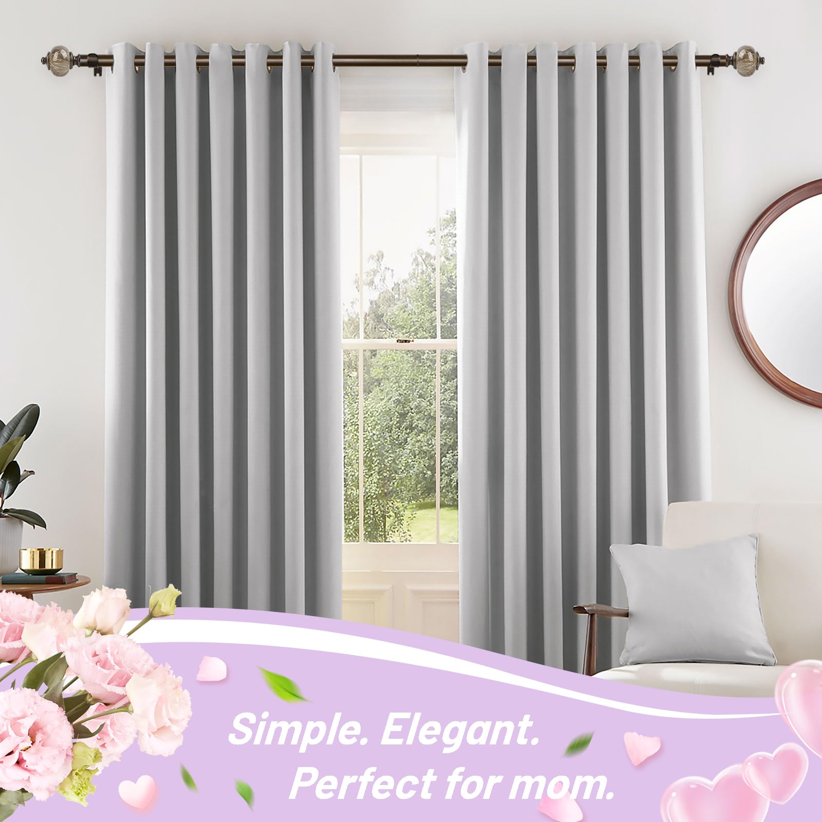 KAMANINA marble finials on both ends add elegant style to windows.
