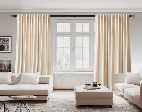 KAMANINA marble finials on ends add glam to curtains.