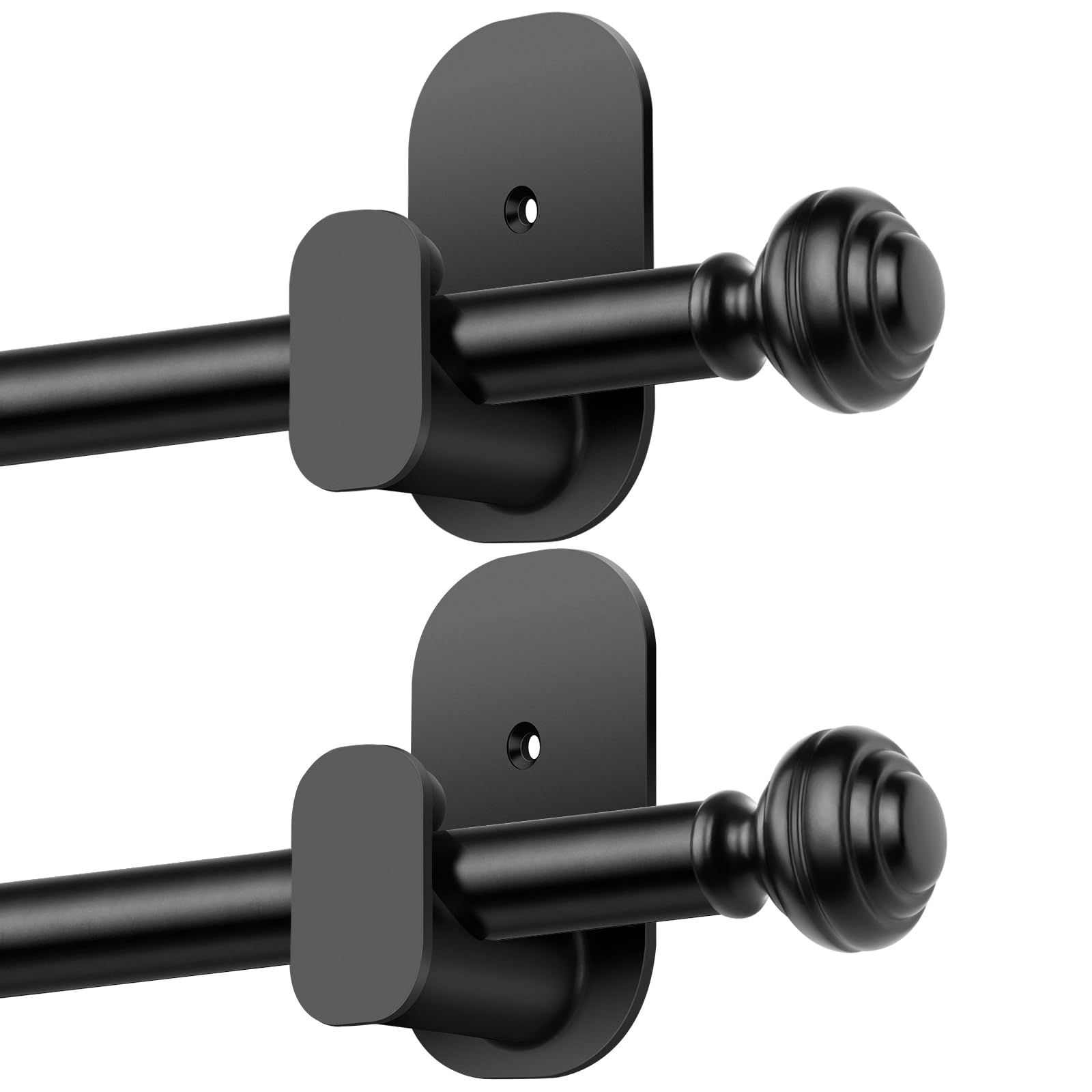 KAMANINA no-drill curtain rods in black, assembled for quick room updates.