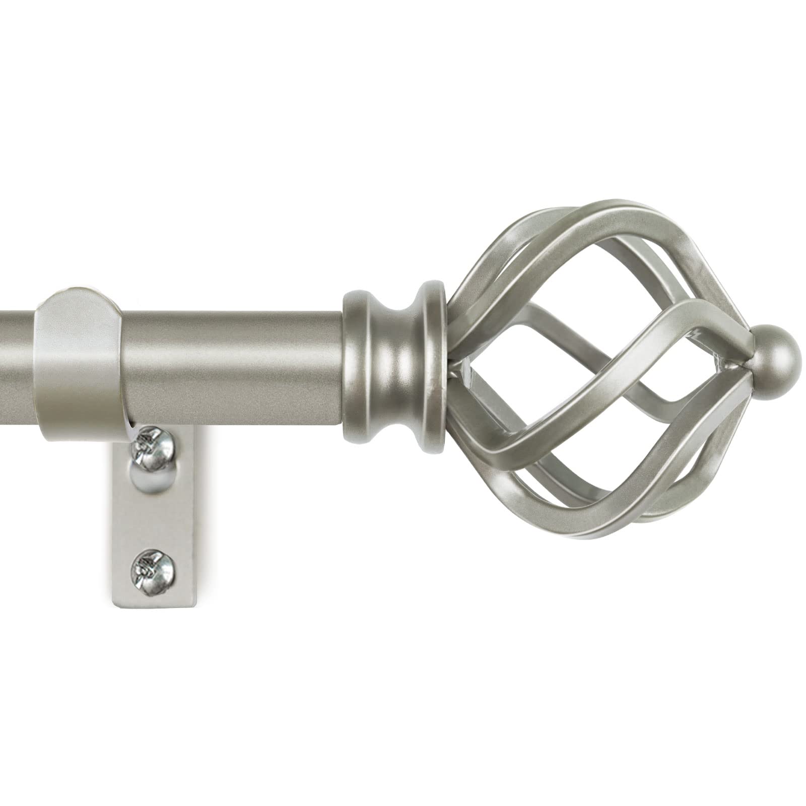 KAMANINA silver curtain rod extended for precise window fit.