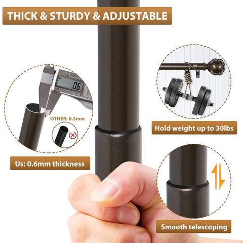 KAMANINA 36-72 inch telescoping rod fits multiple window widths
