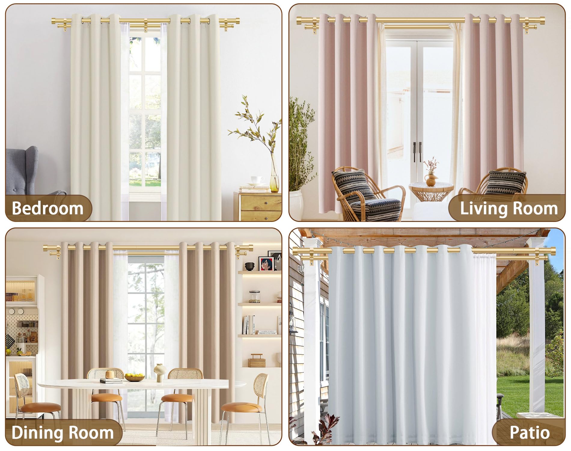 KAMANINA telescoping 66-120in rod fits a range of window sizes quickly.
