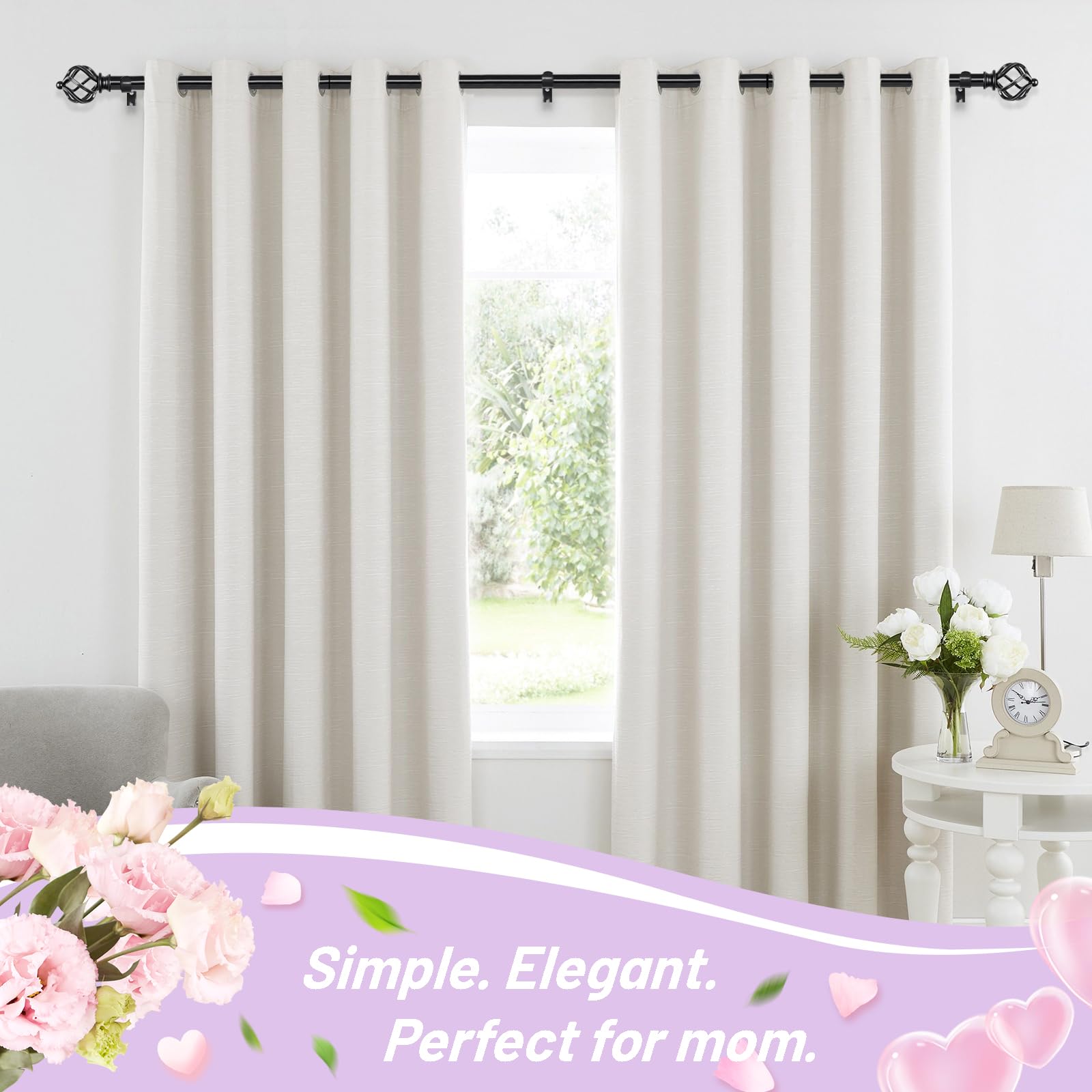 KAMANINA twisted cage finial detail adds decorative sophistication to windows.