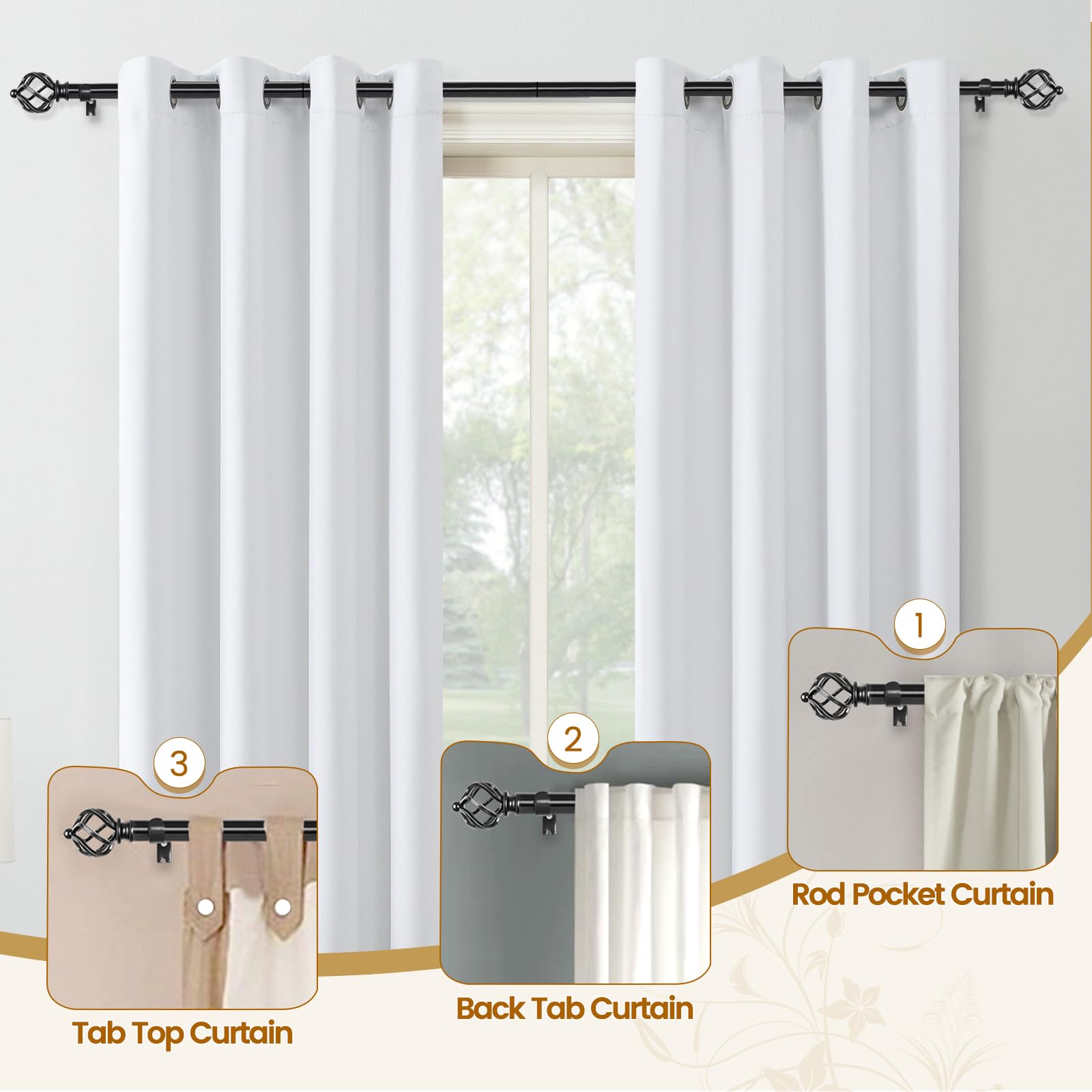 KAMANINA twisted cage finials add decorative flair to any room.