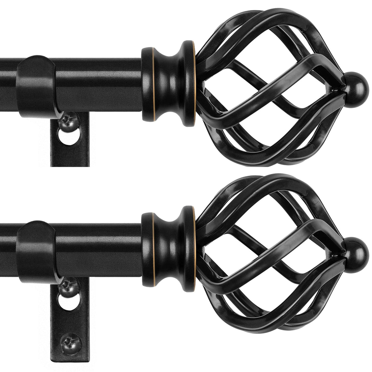 KAMANINA two-pack curtain rods with adjustable length for flexible window fitting.