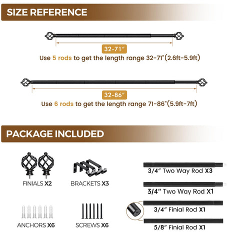KAMANINA versatile curtain rod suitable for sheer to heavy drapes.