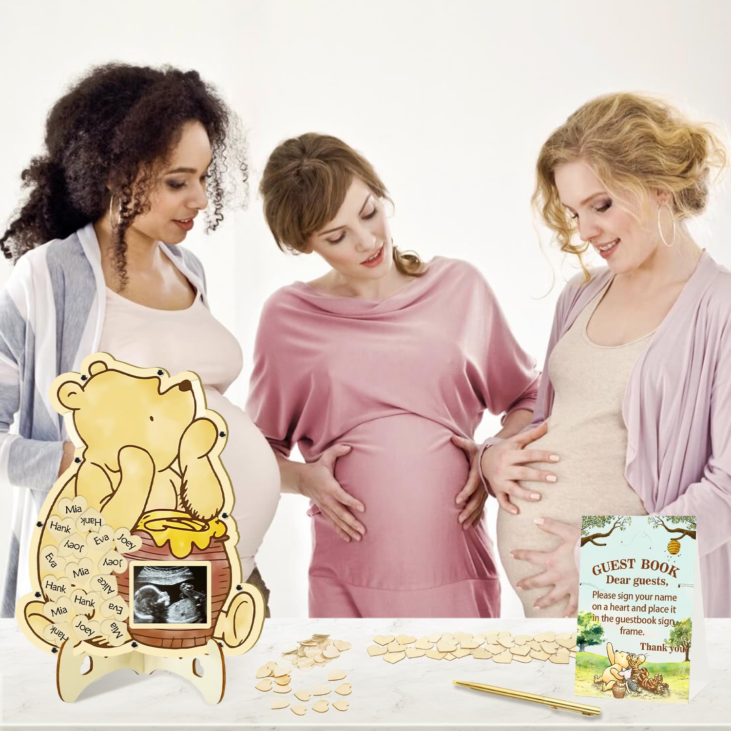KAMUFU bear-themed baby shower decor enhances overall ambiance.