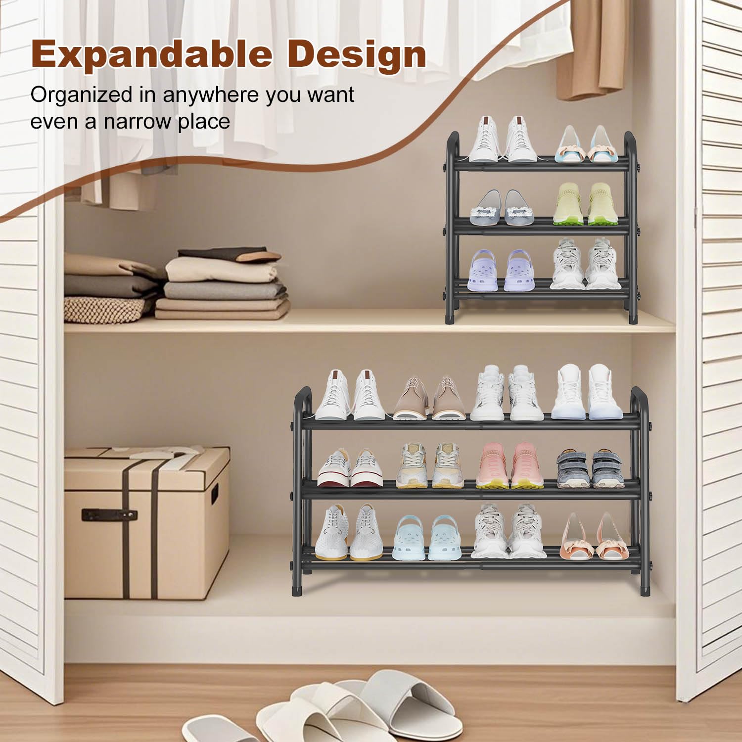 KANAV expandable shoe rack in entryway keeps shoes neatly arranged