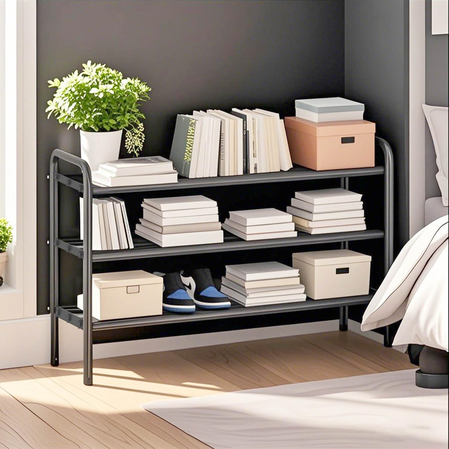KANAV multi-purpose shoe rack also holds bags and boxes