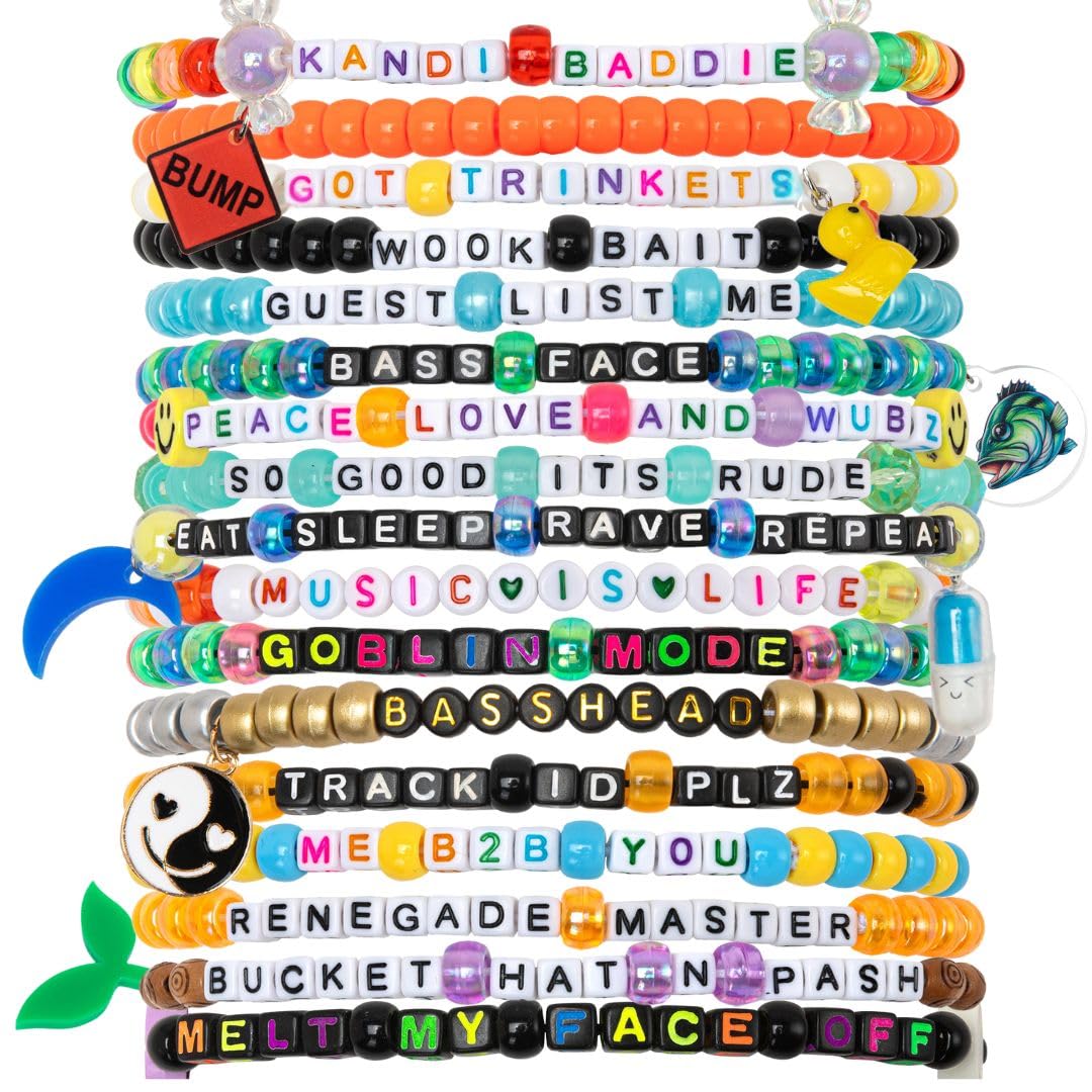 KANDI BAR EDM Life rave bracelet pack for festival gifting and trading.