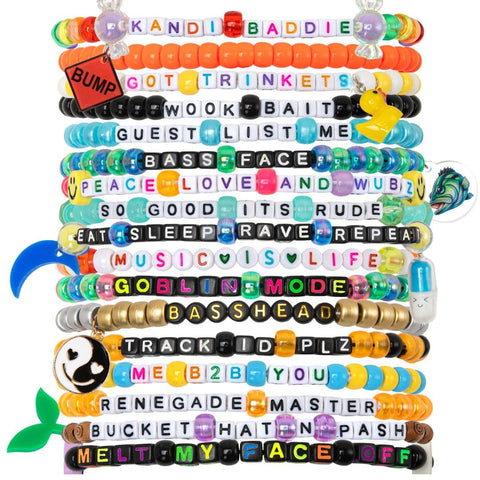 KANDI BAR EDM Life rave bracelet pack for festival gifting and trading.