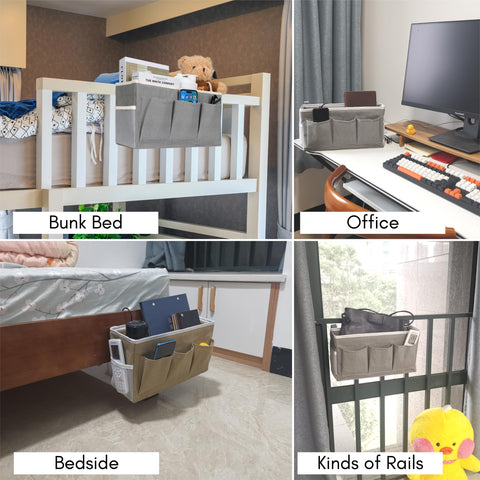 Kanrichu Bedside Caddy adjustable straps securing to bed or chair.