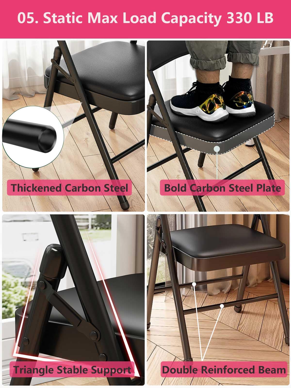 KAOCHA padded seat and backrest offer comfortable seating.