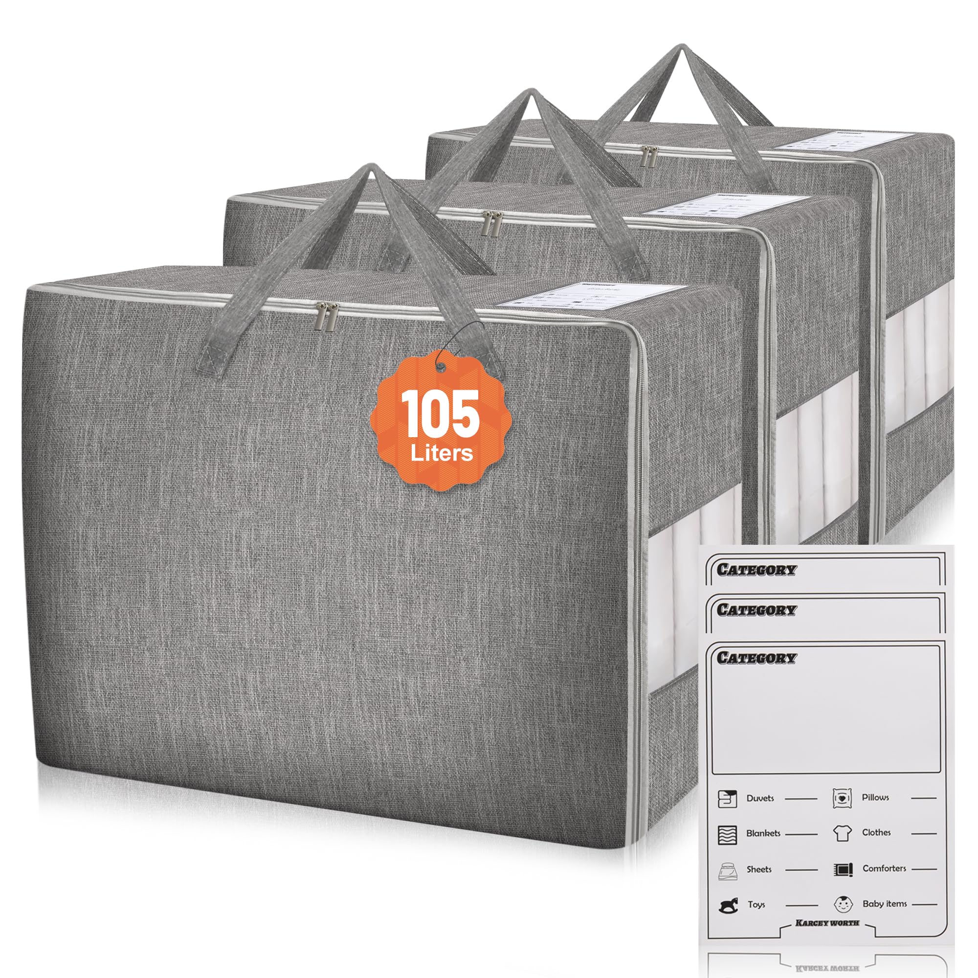 Karceyworth 105L bedding bag full view for quick selection.