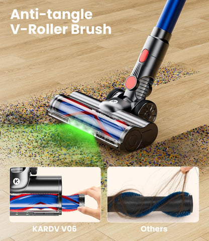 KARDV V-shape anti-tangle brush with LED lights tackles hair and pet messes