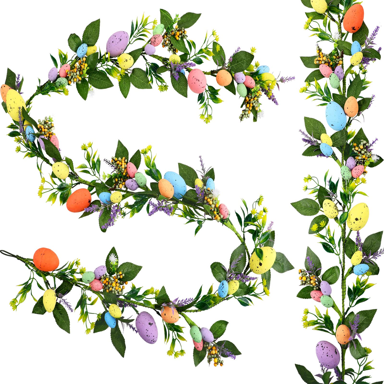 Karenhi 2-piece 6ft Easter garland draped over mantel for festive color