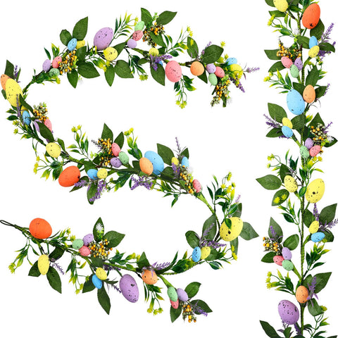 Karenhi 2-piece 6ft Easter garland draped over mantel for festive color