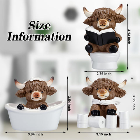 Karenhi Highland cow playing with paper statue adds playful charm.