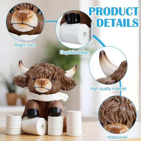 Karenhi Highland cow resin close-up highlights craftsmanship and texture.