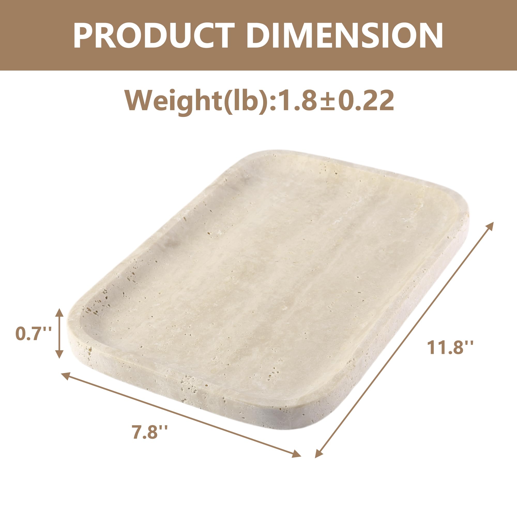 Karibiber travertine serving tray complements kitchen or dining areas.