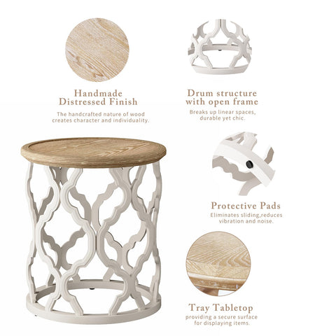 Karlott Farmhouse End Table 18.5 inch round dimensions suit small spaces
