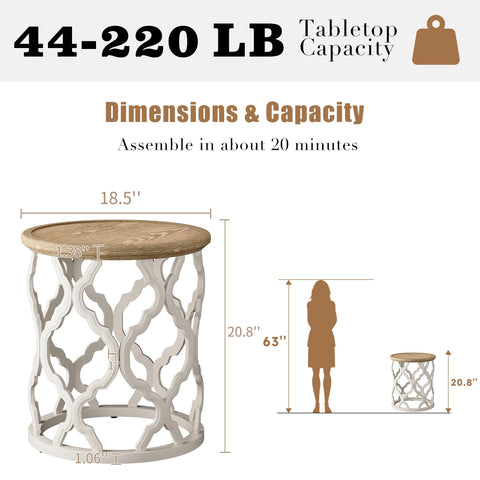 Karlott Farmhouse End Table tray top keeps remotes and cups within reach