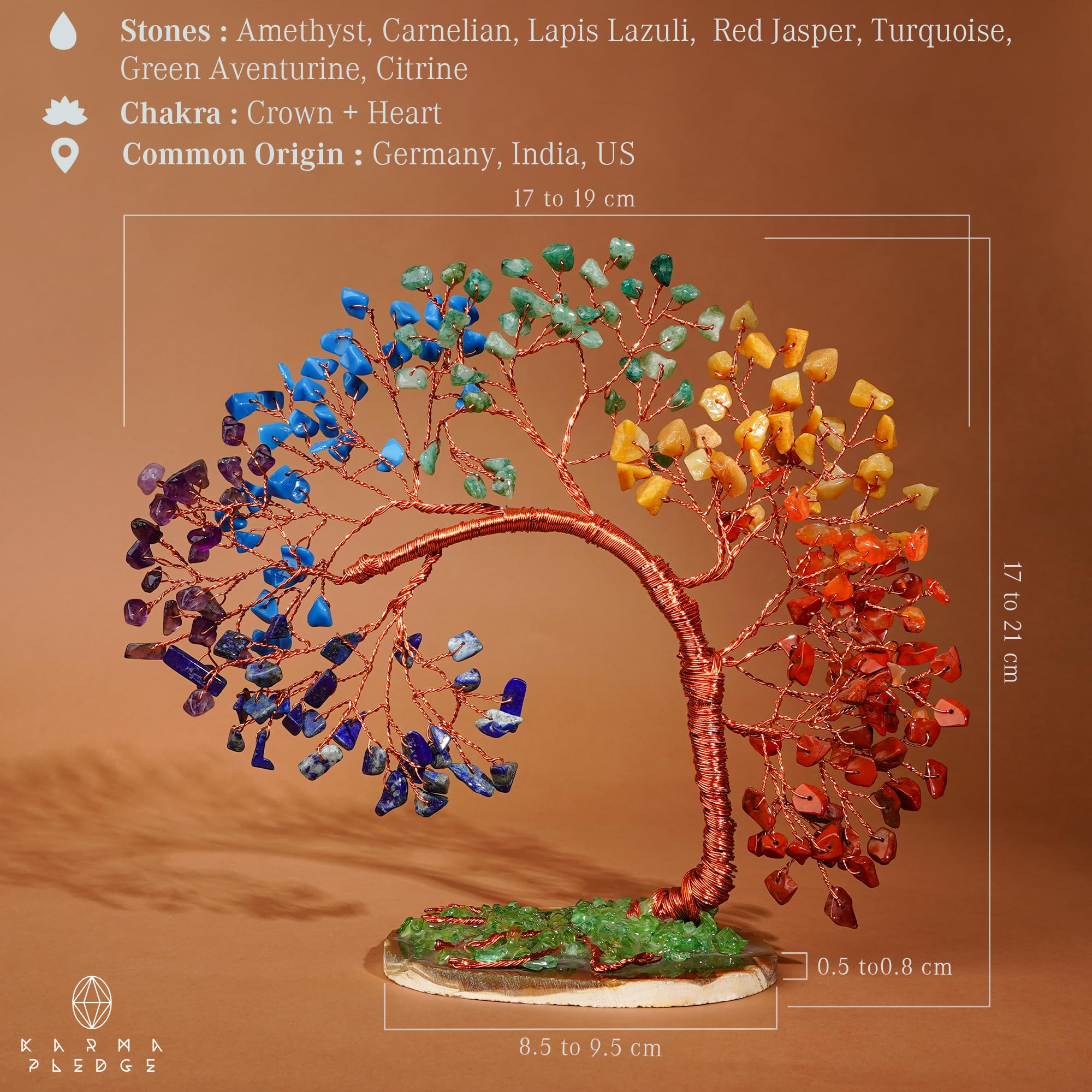 KARMAPLEDGE 7 Chakra Tree copper wire details showcasing artisan craftsmanship