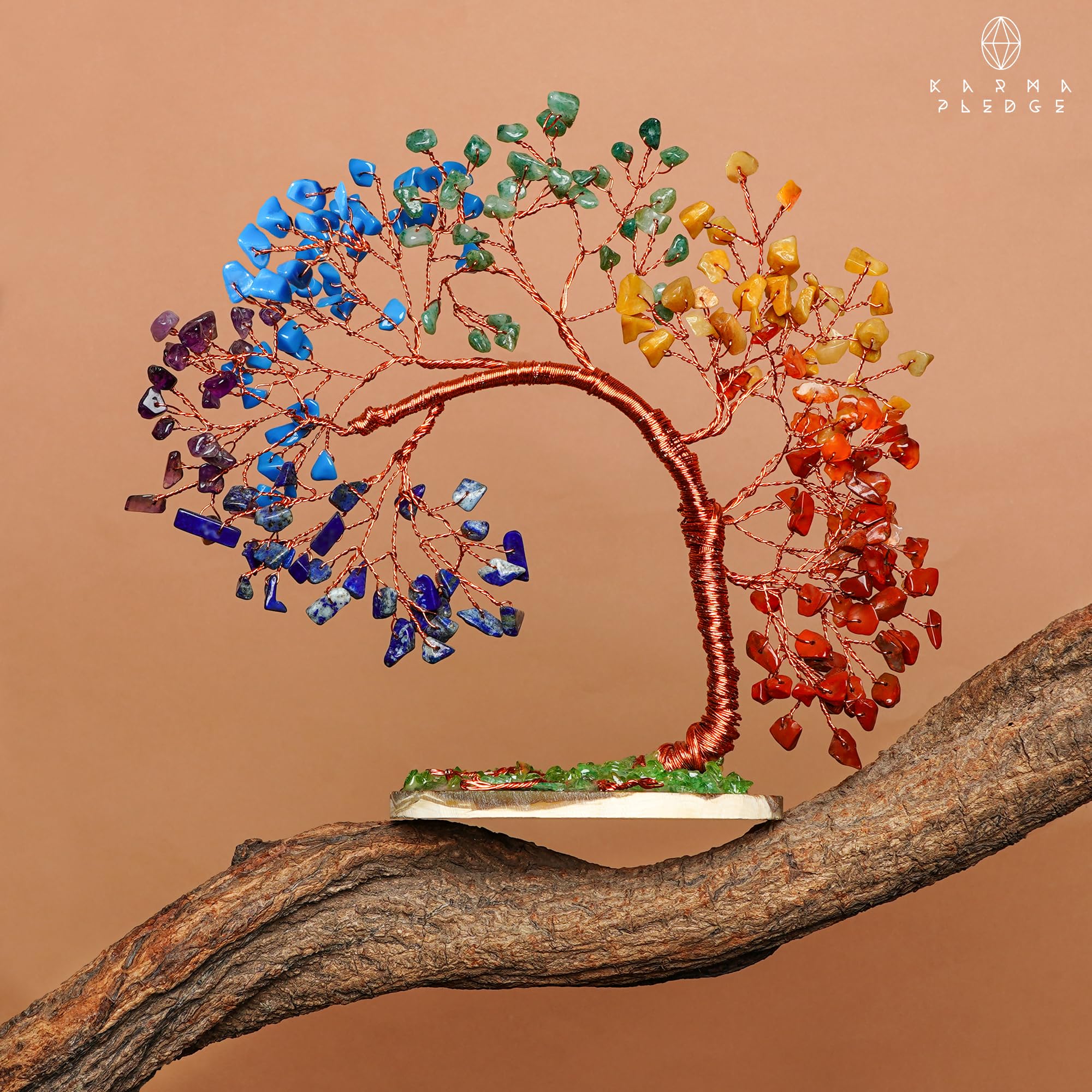 KARMAPLEDGE 7 Chakra Tree Life display for home or office decor