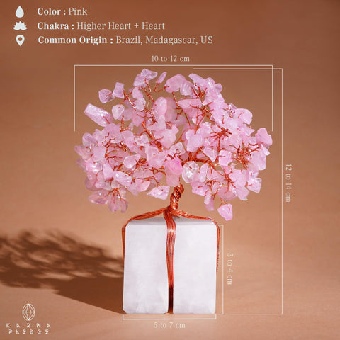 KARMAPLEDGE Rose Quartz Tree copper wire design adds elegant balance to decor