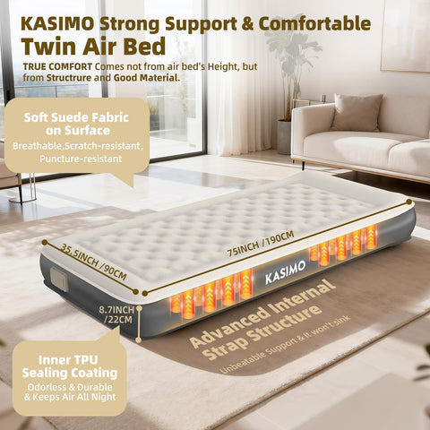 KASIMO odorless TPU mattress resists leaks and stays air-stable
