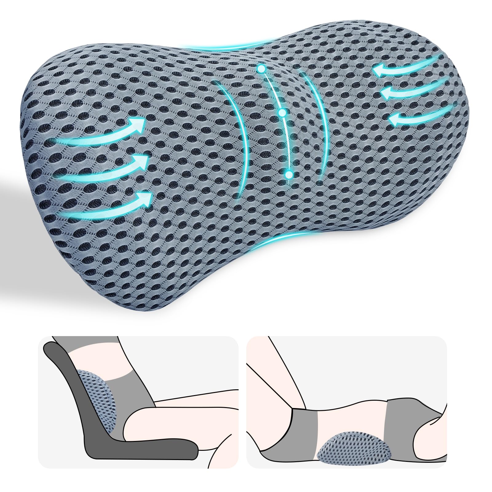 Kasney lumbar pillow provides back support for better posture.