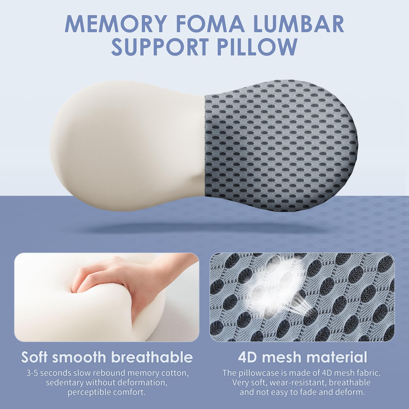 Kasney ergonomic curve aligns with the lumbar spine for support.