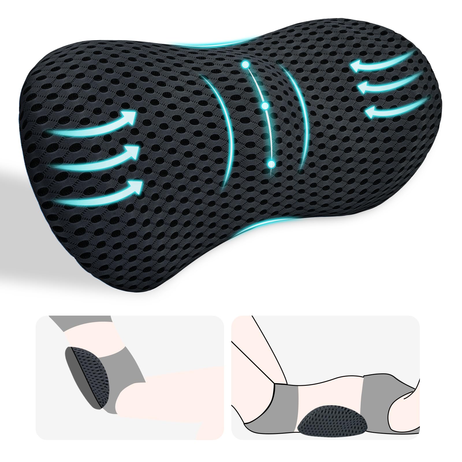 Kasney lumbar support pillow front view for everyday comfort and discreet support