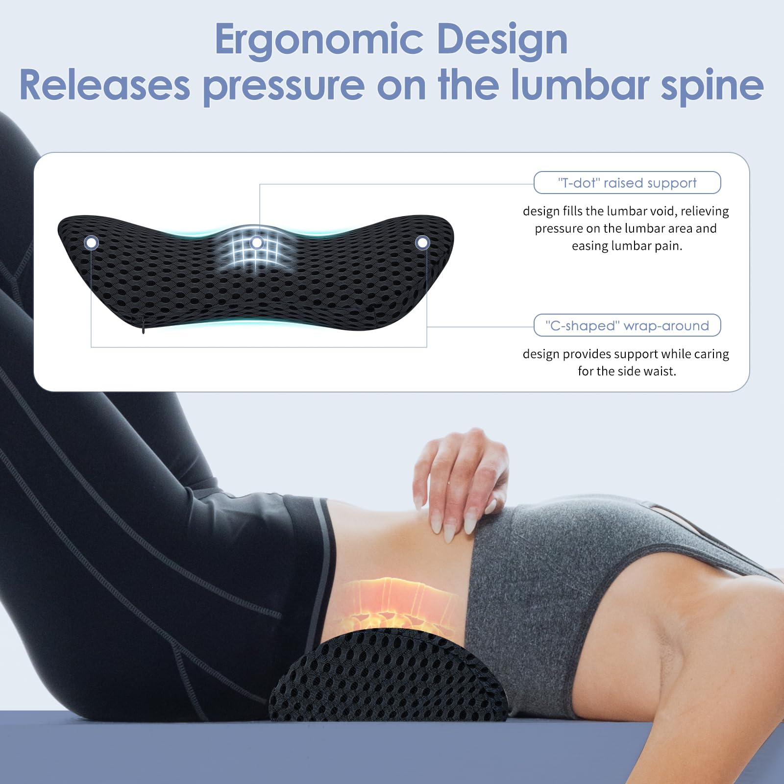 Kasney memory foam core close-up illustrating adaptive lumbar support