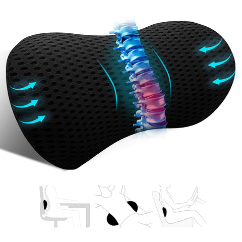 Kasney lumbar support pillow memory foam core provides targeted back relief.