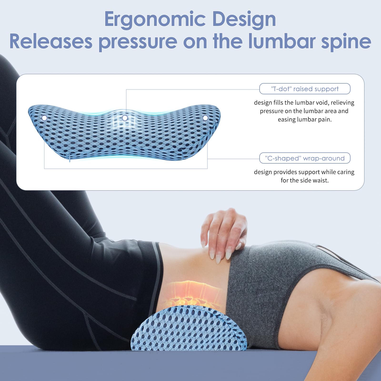Kasney lumbar support pillow on office chair demonstrates stable lower back support during long workdays.