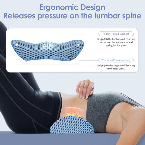 Kasney lumbar support pillow on office chair demonstrates stable lower back support during long workdays.