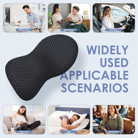 Kasney lumbar support pillow on office chair supporting posture during long workdays