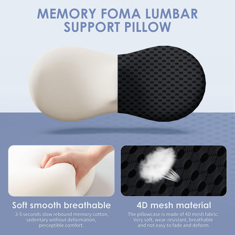Kasney lumbar support pillow side profile showing ergonomic lumbar curve